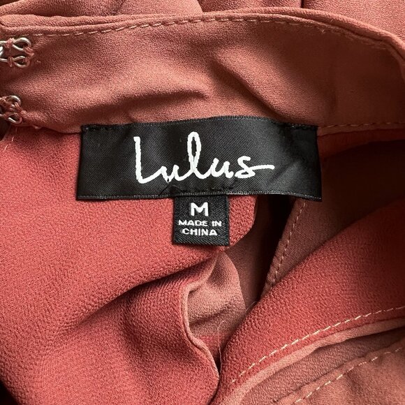 Lulus Groove Thing Keyhole Halter Mini Swing Dress Dark Pink Rusty Rose Size M - Picture 7 of 9